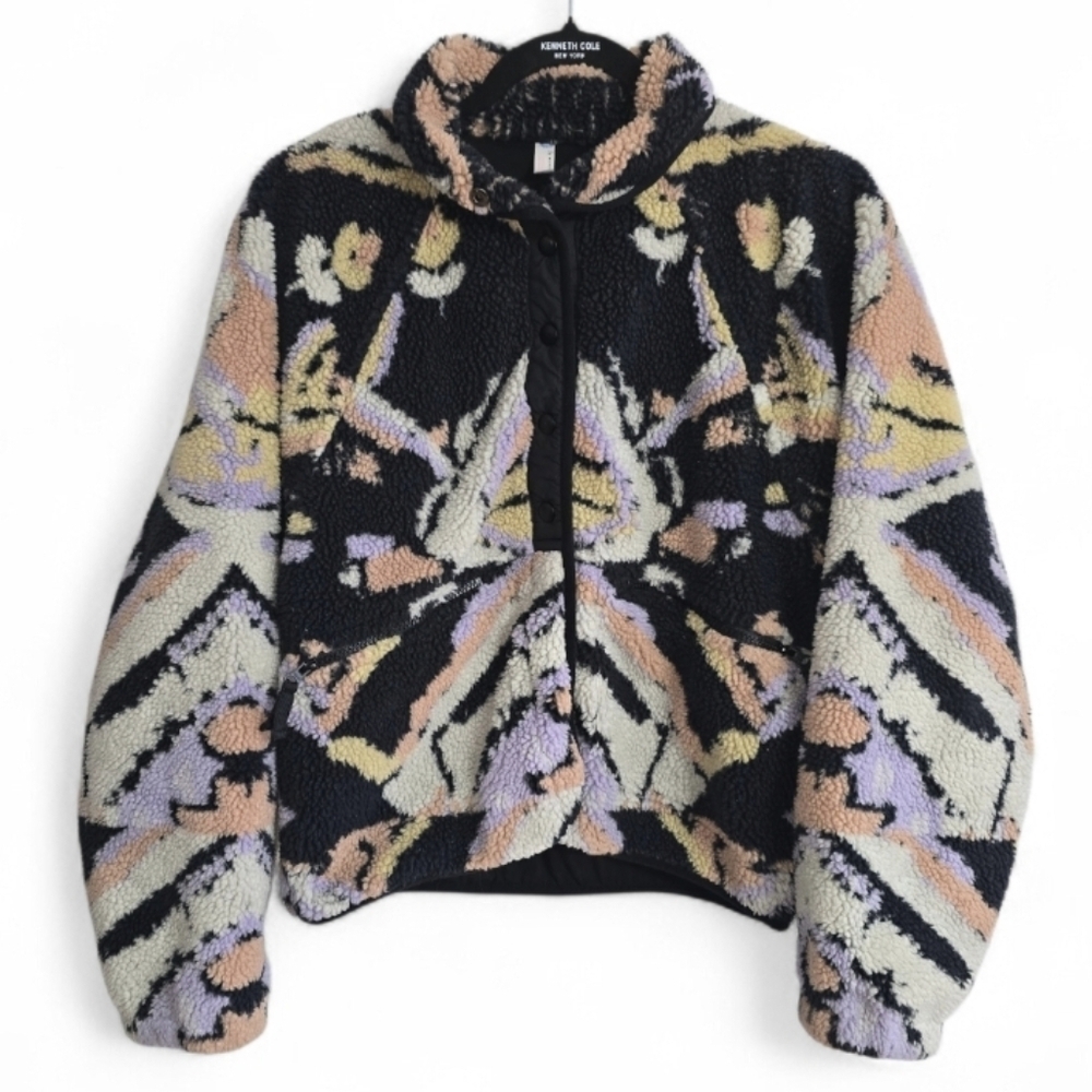Free People Movement Rocky Ridge Fleece Button Down Multicolor Jacket Size S.P - Picture 2 of 4